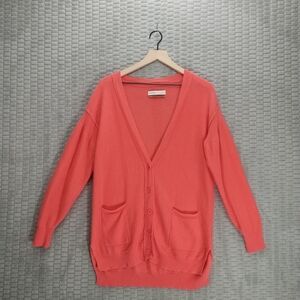 Anthropologie Pilcro Pink Peach Oversized Cashmere Cardigan Sweater-Sz M